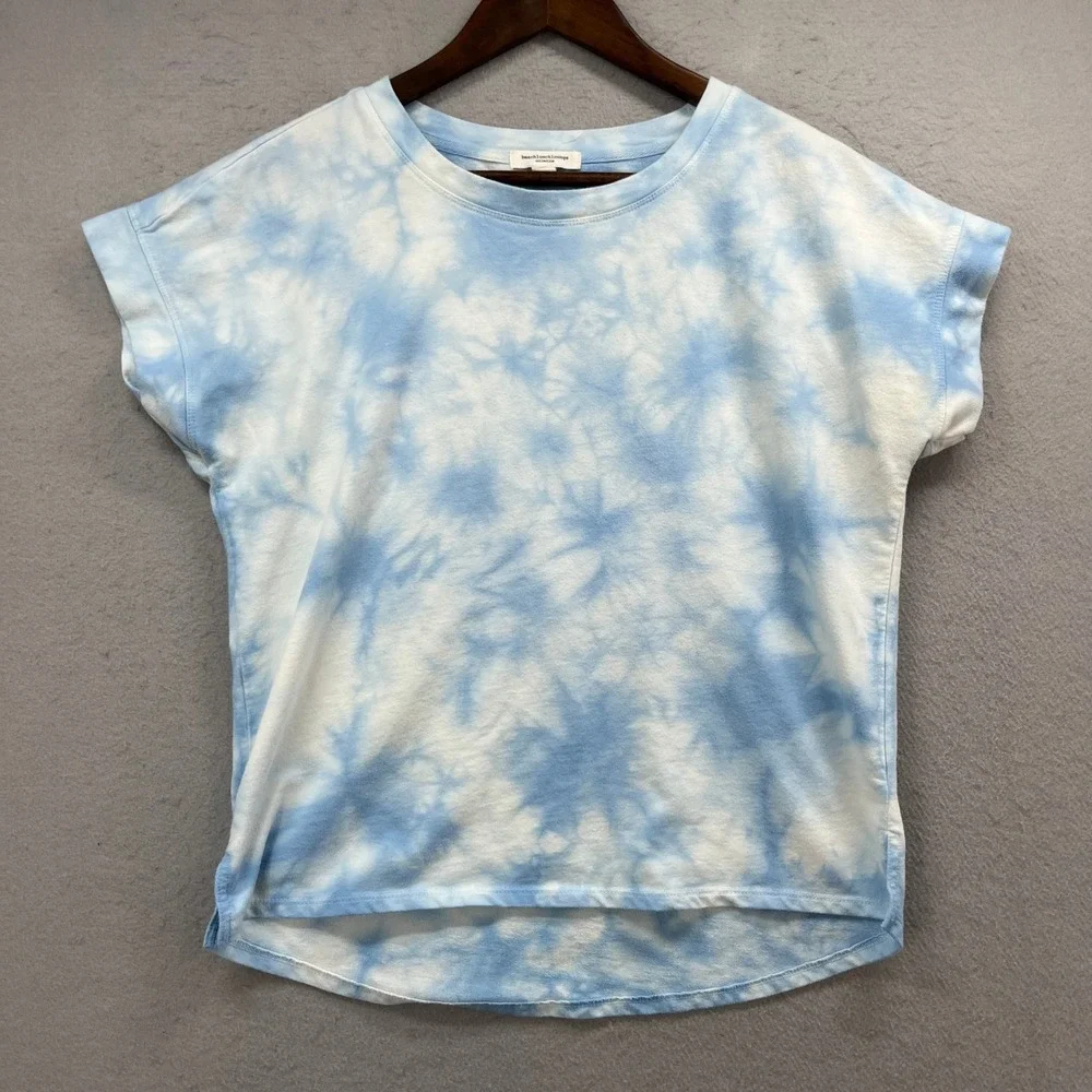 BeachLunchLounge Lounge Set Womens S Blue White Tie Dye Coastal Casual Shorts